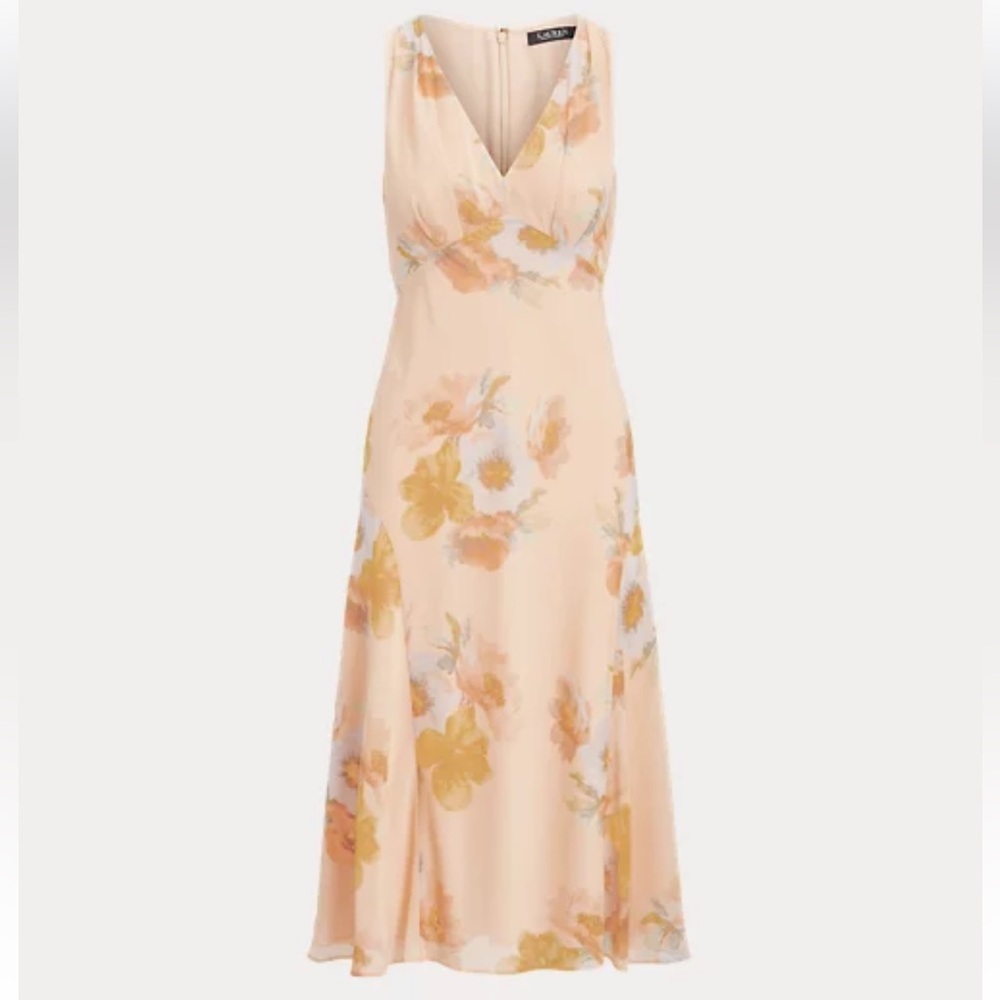 Lauren Women's Ralph Lauren Floral Crinkled Georgette Dress Size 12 NEW - Picture 8 of 8